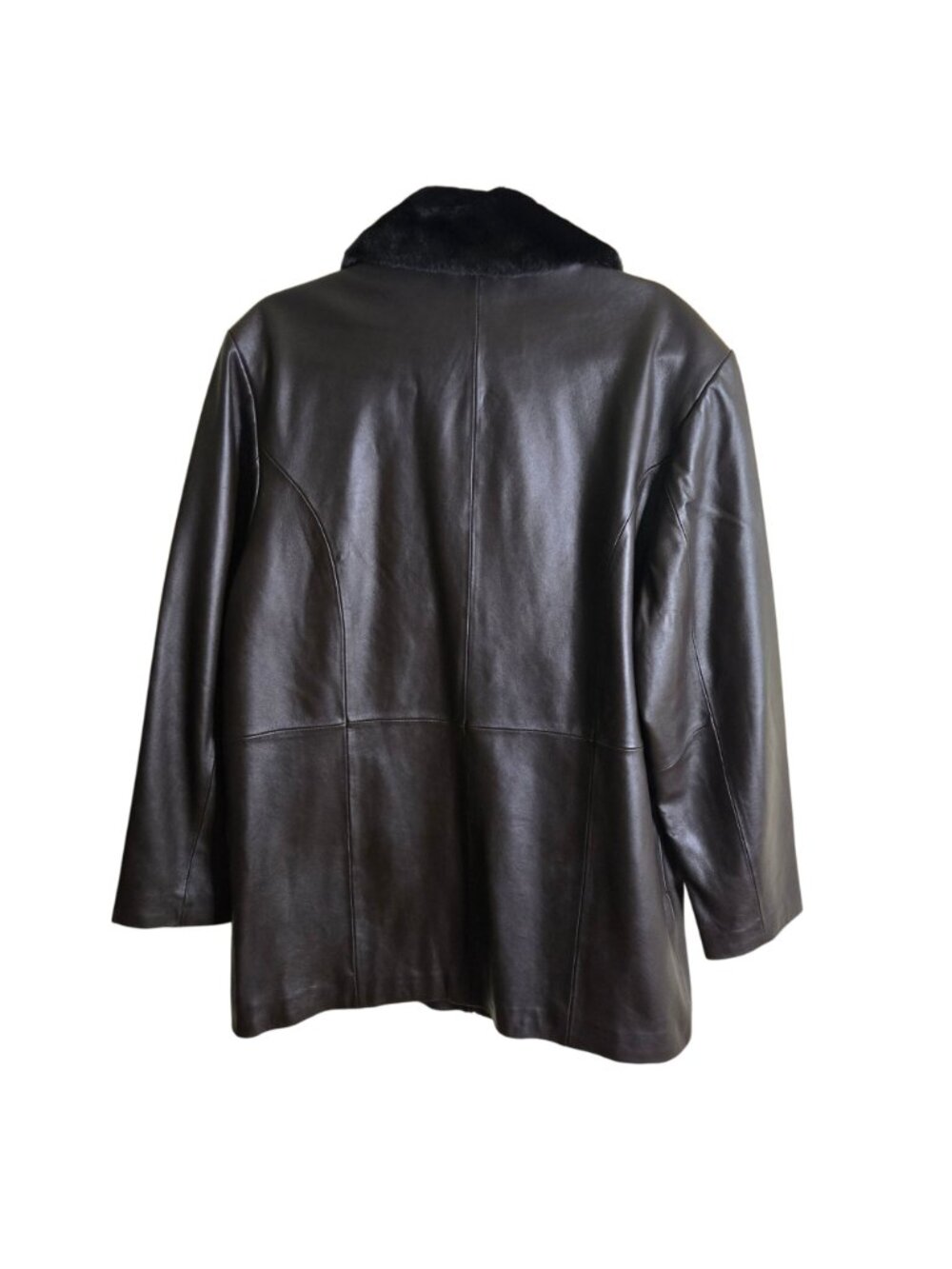 Centigrade Leather Espresso Brown Black Removable Faux Fur Collar Jacket Size L - Picture 3 of 7